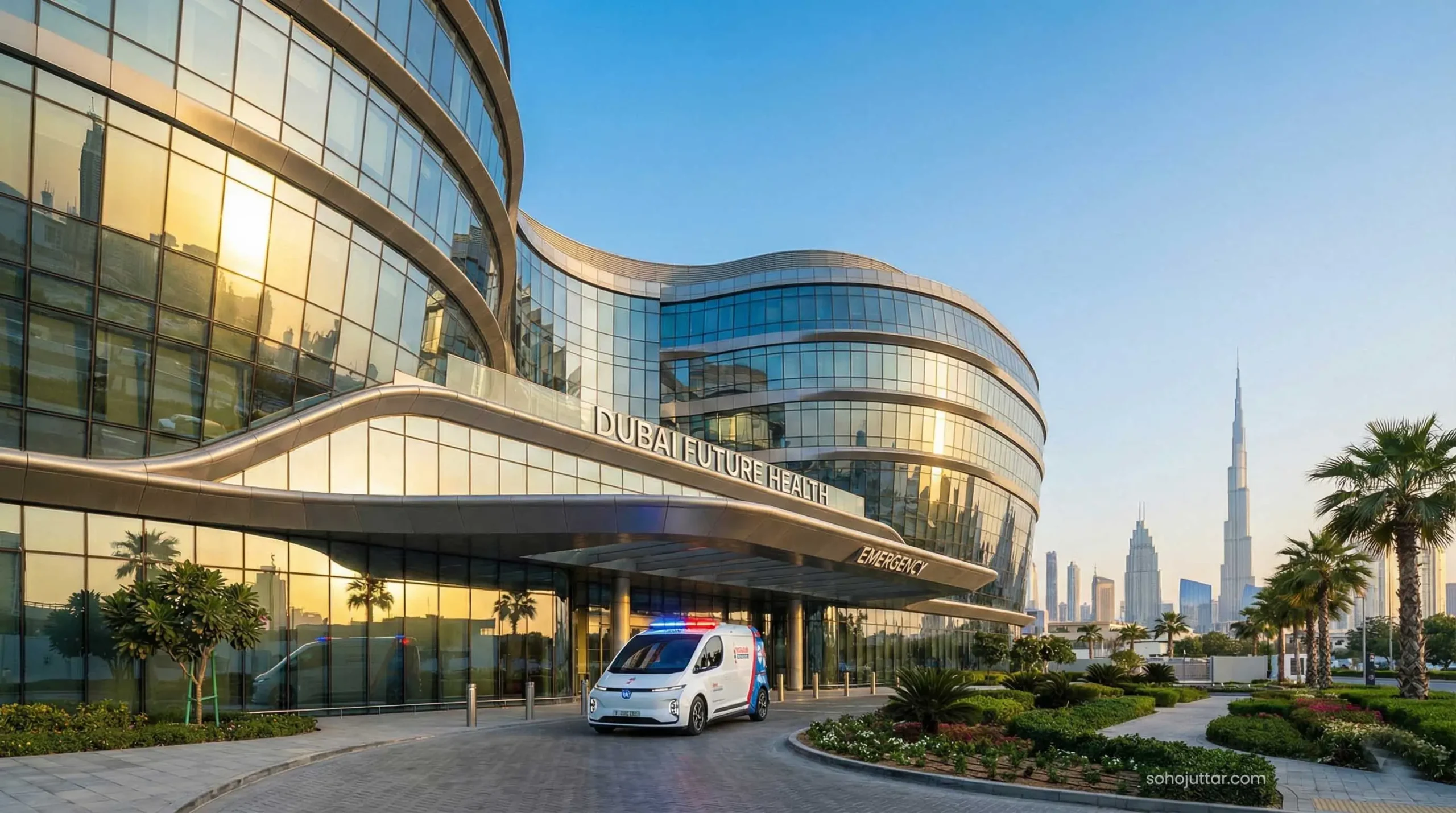 Modern hospital in Dubai for medical tourism and emergency care