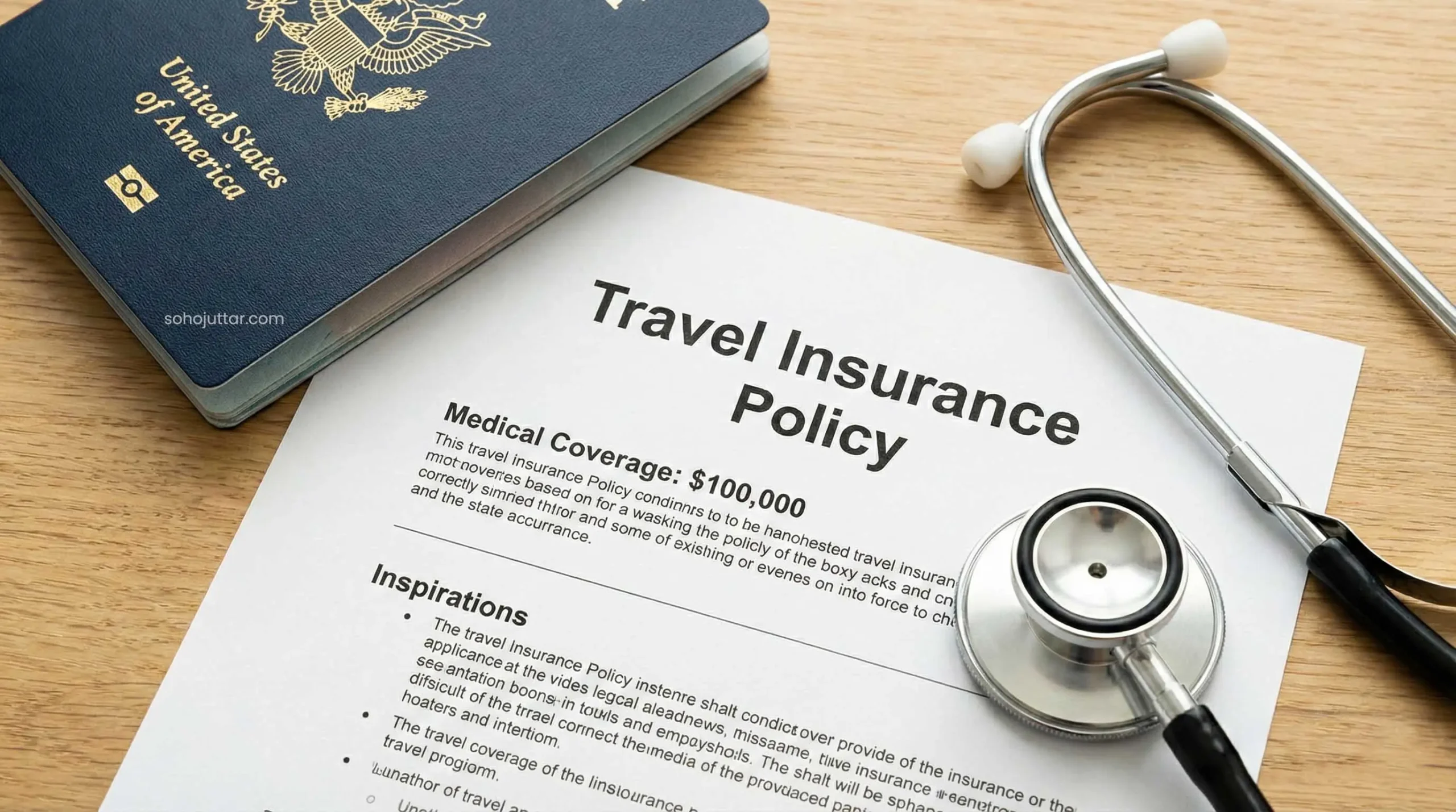 Travel medical insurance policy document for UAE visa application