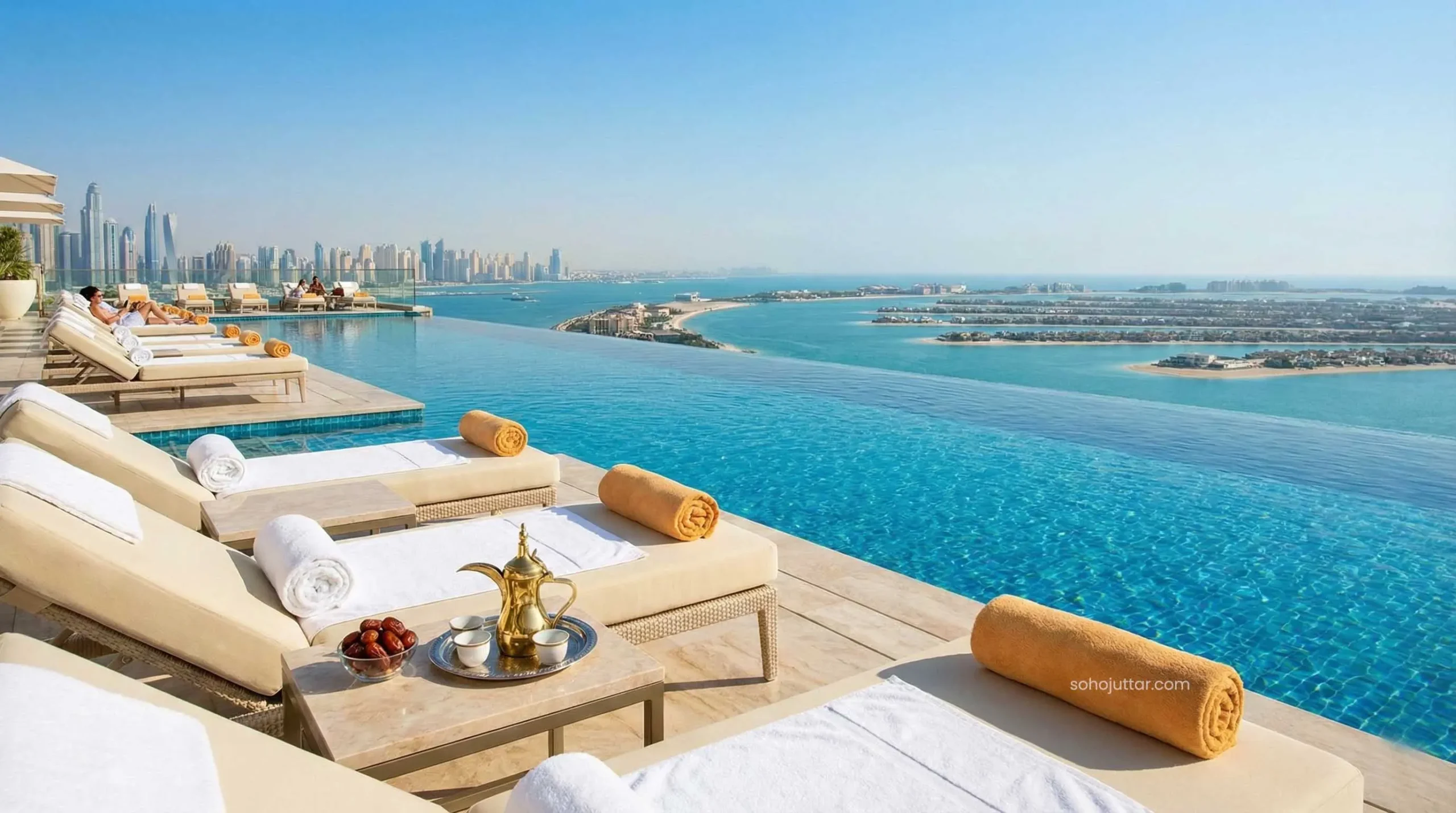 Infinity pool at luxury resort for Eid staycation in Dubai.